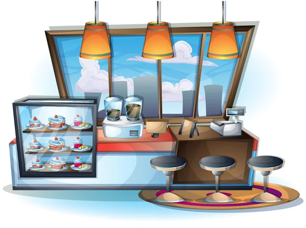 Cartoon vector illustratie interieur café kamer met gescheiden lagen — Stockvector