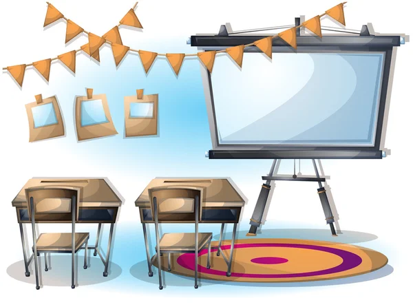 Illustration vectorielle de dessin animé salle de classe intérieure avec couches séparées — Image vectorielle