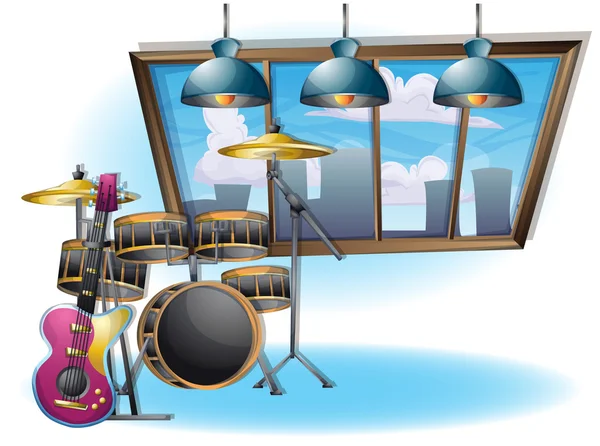 Cartoon vector ilustração música instrumentos objetos com camadas separadas — Vetor de Stock