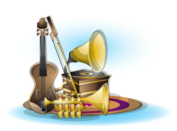 Illustrazione vettoriale del fumetto strumenti musicali oggetti con strati separati — Vettoriale Stock