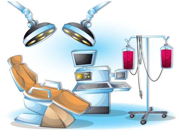 Desenho animado ilustração vetorial sala de cirurgia interior com camadas separadas —  Vetores de Stock