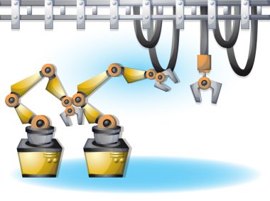 çizgi film vektör illüstrasyon iç fabrika oda ayrı katmanları ile