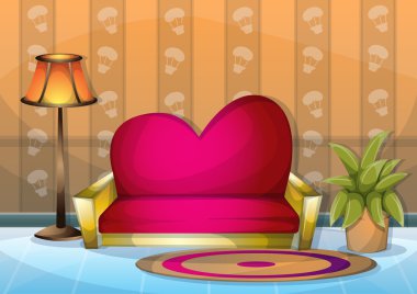 çizgi film vektör illüstrasyon iç Sevgililer oda ayrı katmanları ile