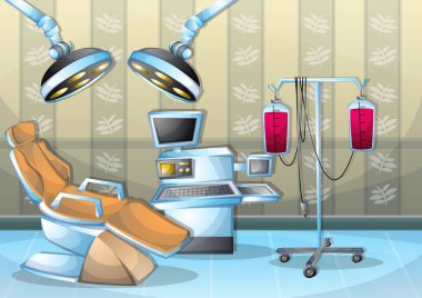 çizgi film vektör illüstrasyon iç Cerrahi operasyon oda ayrı katmanları ile