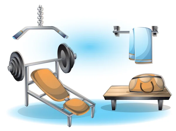 Desenho animado ilustração vetorial sala de fitness interior com camadas separadas — Vetor de Stock