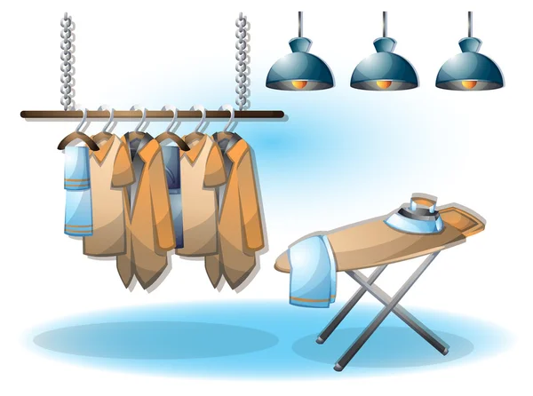 Desenho animado vetor ilustração interior sala de roupas com camadas separadas — Vetor de Stock