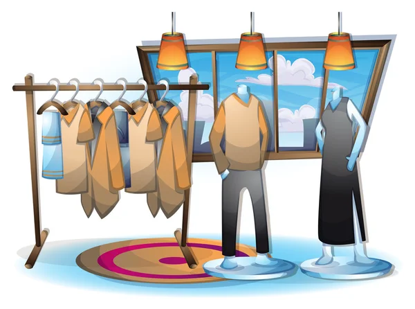 Cartoon vector illustratie interieur kamer met gescheiden lagen kleding — Stockvector