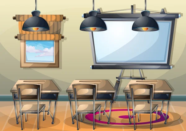 Illustration vectorielle de dessin animé salle de classe intérieure avec couches séparées — Image vectorielle