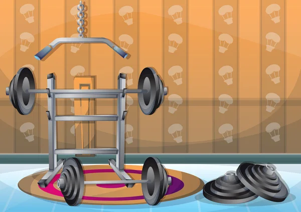 Illustration vectorielle de dessin animé salle de fitness intérieure avec couches séparées — Image vectorielle