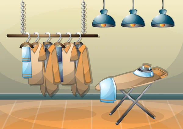 Desenho animado vetor ilustração interior sala de roupas com camadas separadas — Vetor de Stock