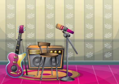 çizgi film vektör illüstrasyon iç müzik odası ayrı katmanları ile