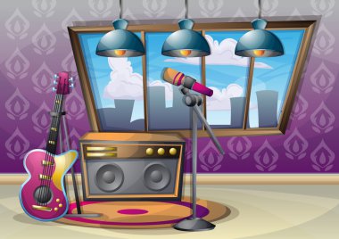 çizgi film vektör illüstrasyon iç müzik odası ayrı katmanları ile