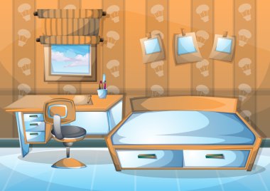 çizgi film vektör illüstrasyon iç çocuk odası ayrı katmanları ile