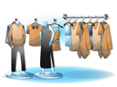 çizgi film vektör illüstrasyon iç oda ayrı katmanları ile giyim