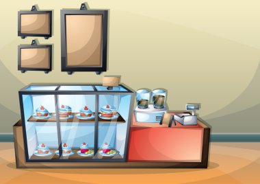 çizgi film vektör illüstrasyon iç kafe oda ayrı katmanları ile