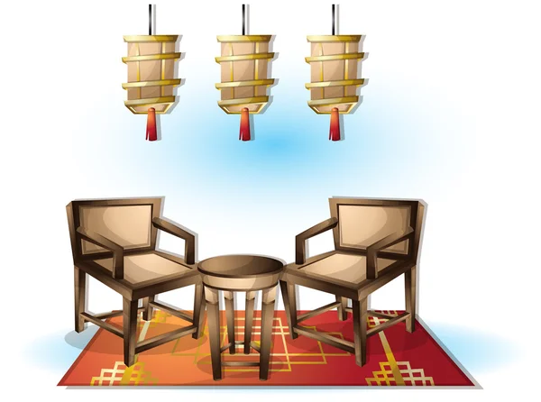 Cartoon Vektor Illustration Interieur chinesisches Zimmer mit getrennten Schichten — Stockvektor