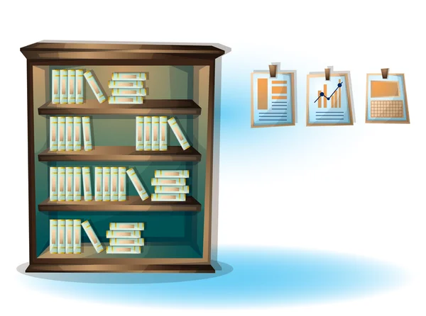Illustration vectorielle dessin animé salle de bibliothèque intérieure avec des couches séparées — Image vectorielle