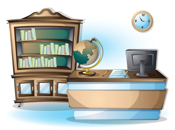 Desenho animado ilustração vetorial sala de biblioteca interior com camadas separadas — Vetor de Stock
