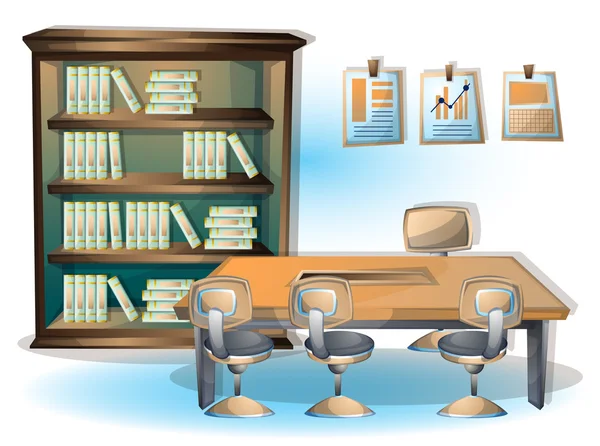 Κινούμενα σχέδια διανυσματικά εικονογράφηση εσωτερική Βιβλιοθήκη δωμάτιο με χωριστά στρώματα — Διανυσματικό Αρχείο