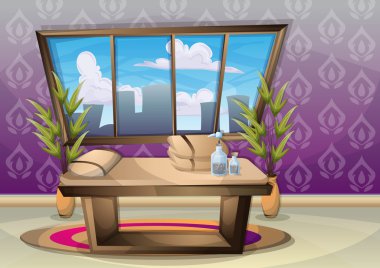 çizgi film vektör illüstrasyon iç spa oda ayrı katmanları ile