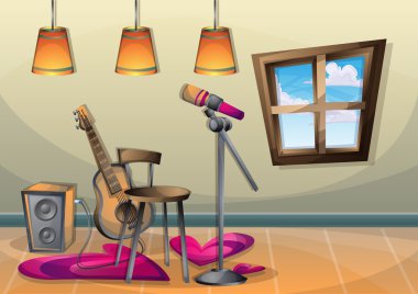 çizgi film vektör illüstrasyon iç müzik odası ayrı katmanları ile