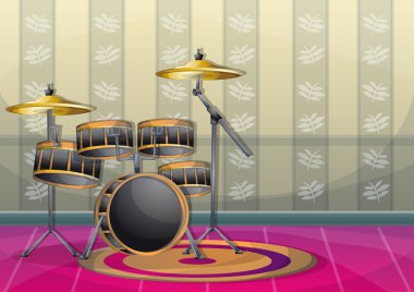 çizgi film vektör illüstrasyon iç müzik odası ayrı katmanları ile