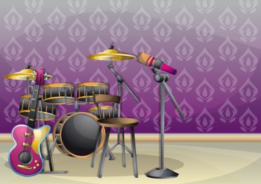 çizgi film vektör illüstrasyon iç müzik odası ayrı katmanları ile