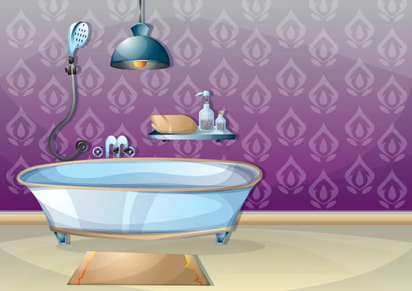 Gambar kartun vektor kamar mandi interior - Stok Vektor