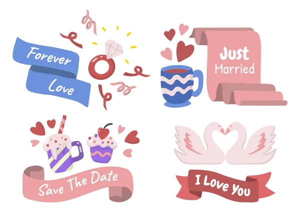 Valentine Label Vector Logo Banner — Stock Vector