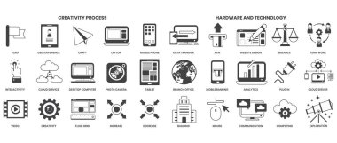 İş için yaratıcılık simgeleri ayarlandı