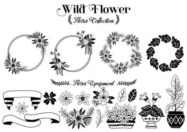 Corona Floral Objetos Ilustración Vector Para Banner — Vector de stock