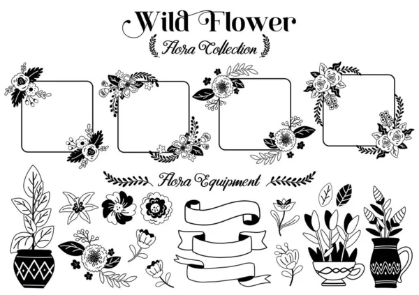 Corona Floral Objetos Ilustración Vector Para Banner — Vector de stock