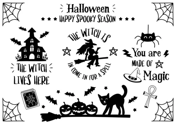 Varázslatos Halloween Idézet Illusztráció Vektor Banner — Stock Vector