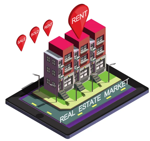 Illustrazione di info grafiche online concetto di mercato immobiliare — Vettoriale Stock
