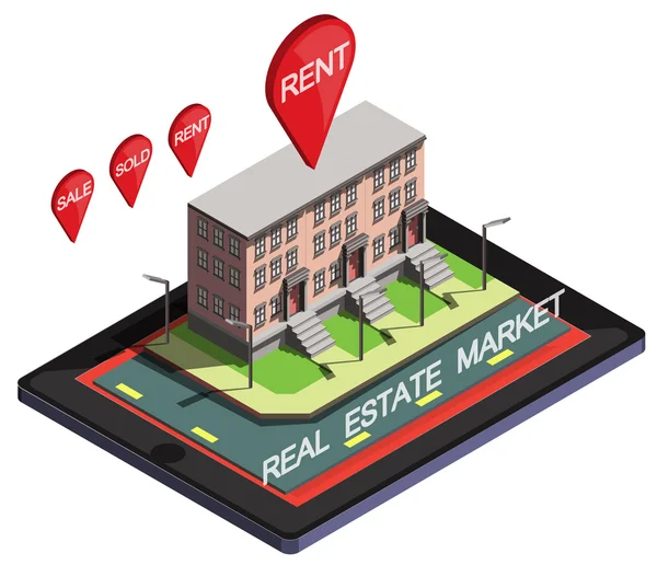 Ilustração de informações gráfico online conceito de mercado imobiliário — Vetor de Stock