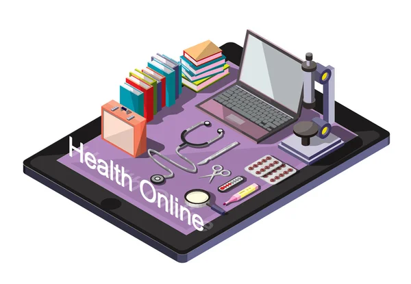 Bilgi online tıbbi kavramı çizimi — Stok Vektör