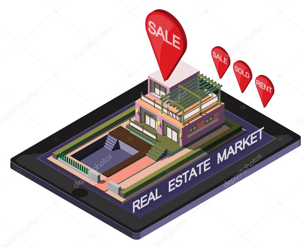 illustration of info graphic online real estate market concept