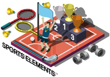 bilgi grafik spor ekipmanları kavramı çizimi