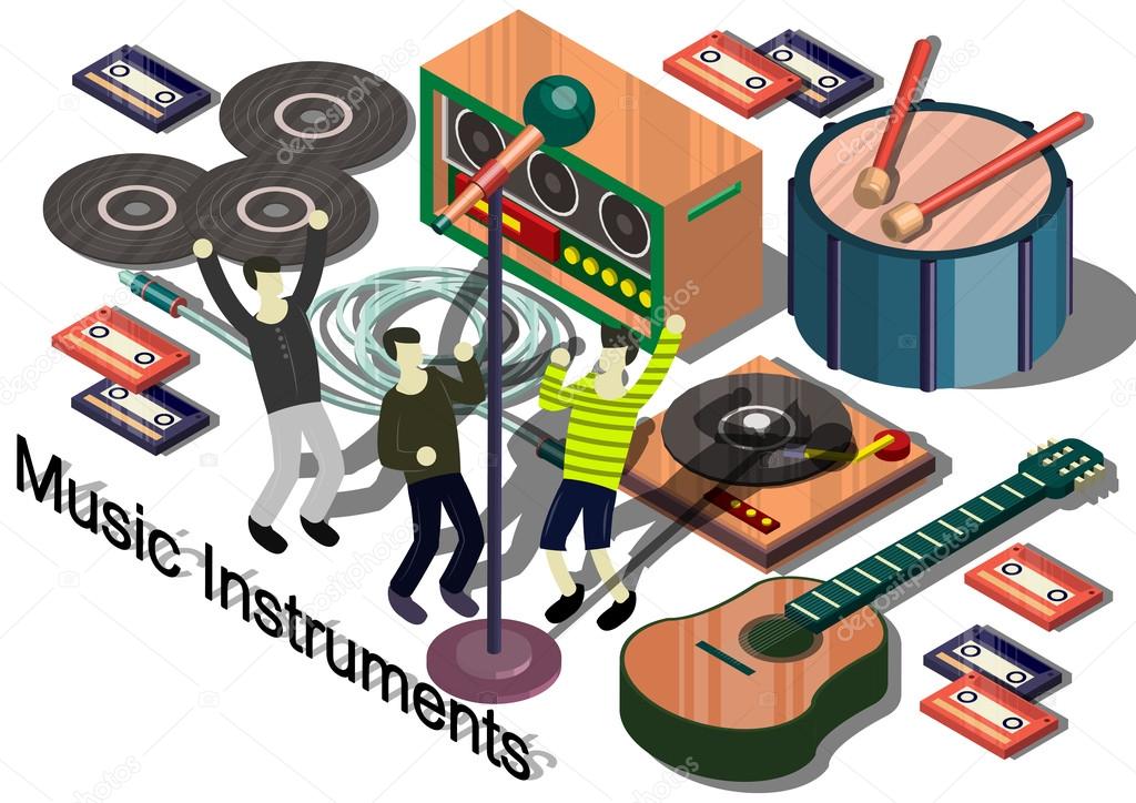 illustration of info graphic music instruments concept