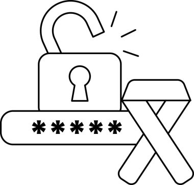 A black and white image of a lock with a keyhole and a padlock with a padlock key