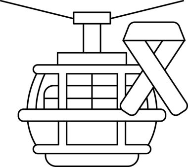 A black and white drawing of a helicopter with a ribbon attached to it. The ribbon is meant to represent breast cancer awareness