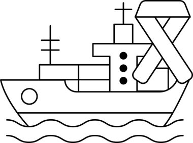 A ship with a ribbon tied to it. The ribbon is tied to the ship's mast
