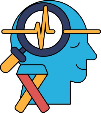 A man's head with a magnifying glass on it. The man is smiling