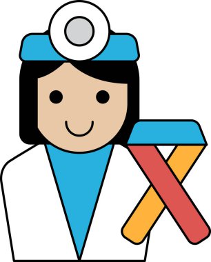 A woman in a white coat holding a ribbon. She is smiling. The ribbon is pink. The woman is a doctor