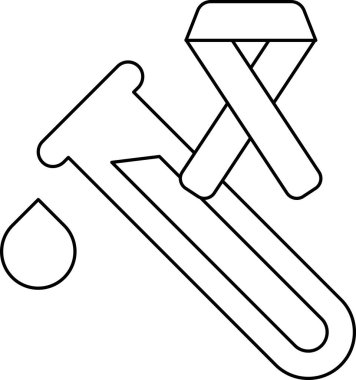 A black and white drawing of a test tube with a ribbon on top of it. The ribbon is tied in a bow