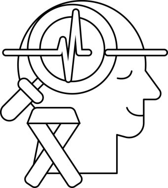 A man's head with a magnifying glass on it. The man is smiling