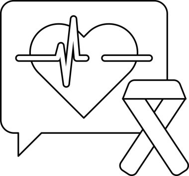 A heart with a line through it and a ribbon next to it. The ribbon is for breast cancer awareness