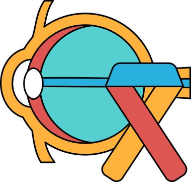 A circle with a cross on it and a ribbon. The ribbon is on the right side of the circle