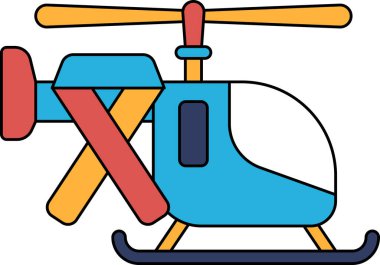 A black and white drawing of a helicopter. The helicopter is sitting on the ground with its wheels down