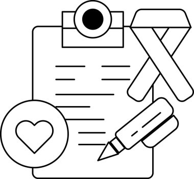 A clipboard with a pen and a heart on it. The clipboard is used to write down important information